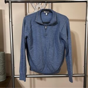 Peter Millar Men's Quarter-Zip Sweater Merino Wool Large Medium Light Blue